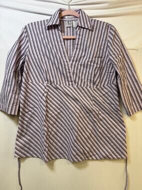 Duo Maternity Striped Faux Wrap Top Size S Maternity 3/4 Sleeve Tie Back